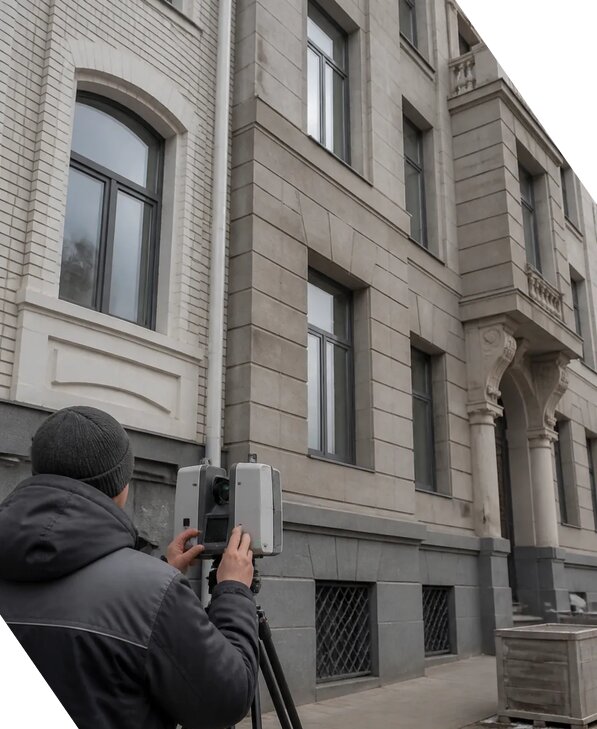 Лазерное сканирование фасадов зданий для обследования в Полевской